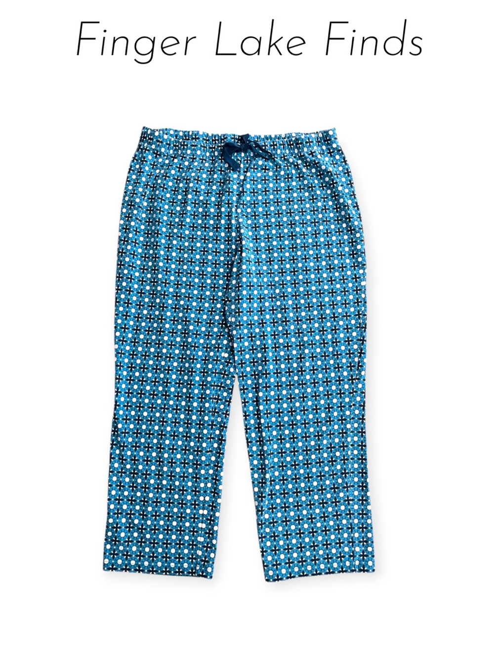 One Pair of Lands' End Teal and Navy Cropped Loungng Pants, PXL